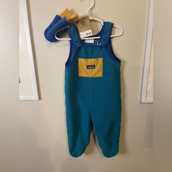 Patagonia Other - Patagonia Baby synchilla overalls ( GUC ) & Matching Gloves ( NWT )